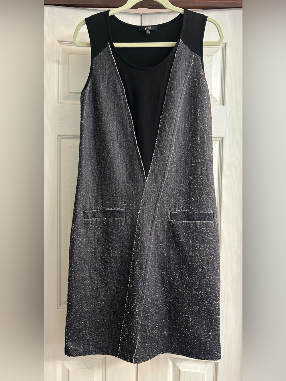 Yest Sleeveless Faux Leather Knit Shift Dress - Black.  New Without Tags
